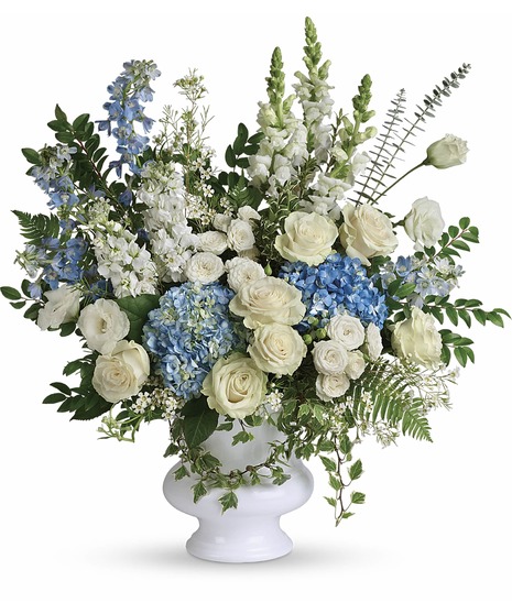 Blue & White Funeral Flowers Connecticut