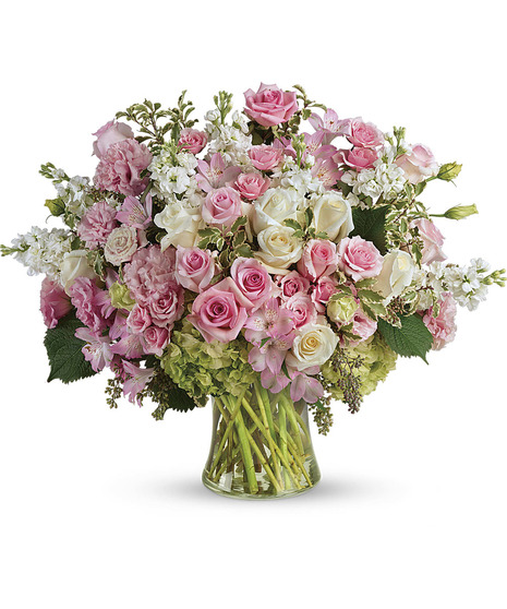 pink and cream floral arrangement