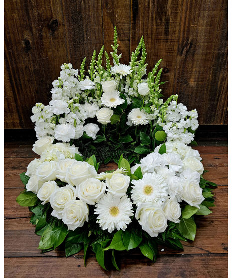 Heavenly White Urn Wreath